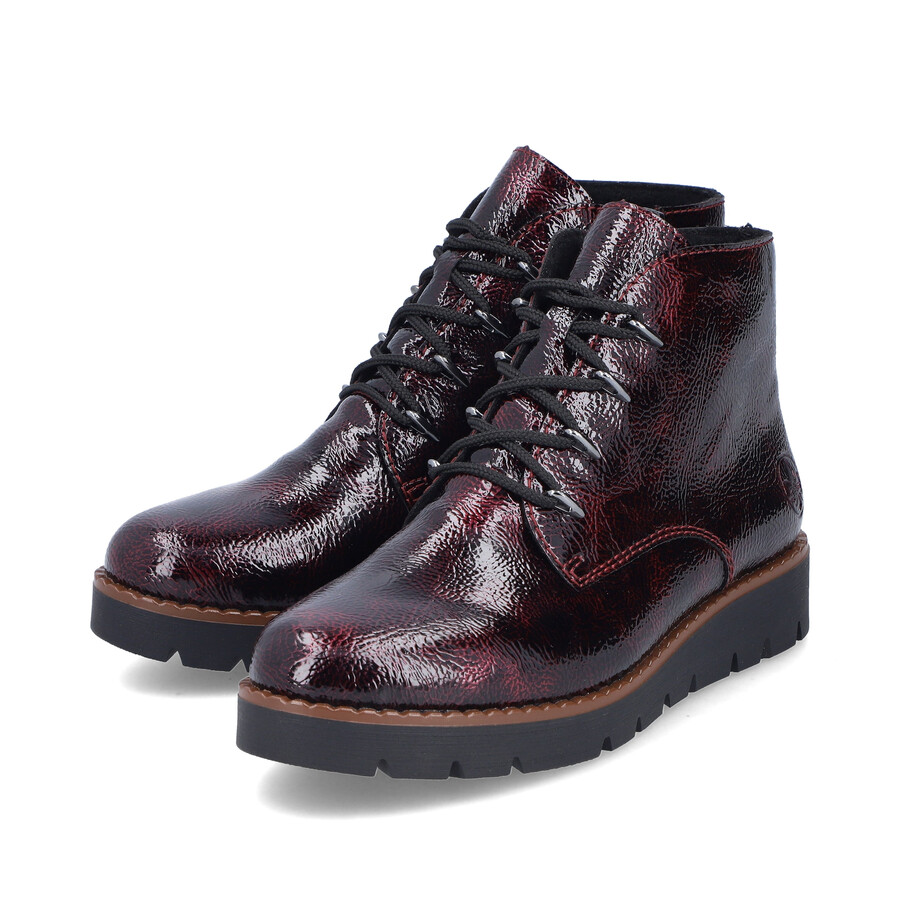 bottes rouges à fermeture éclair pour femmes rieker 44902-35