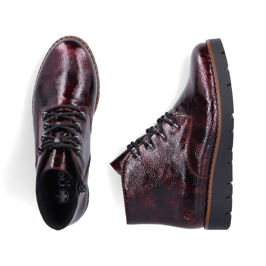 bottes rouges à fermeture éclair pour femmes rieker 44902-35