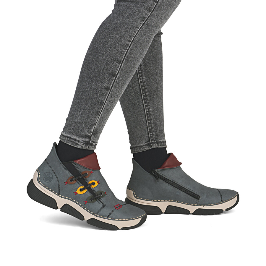 bottes bleues à fermeture éclair pour femmes rieker 45983-14