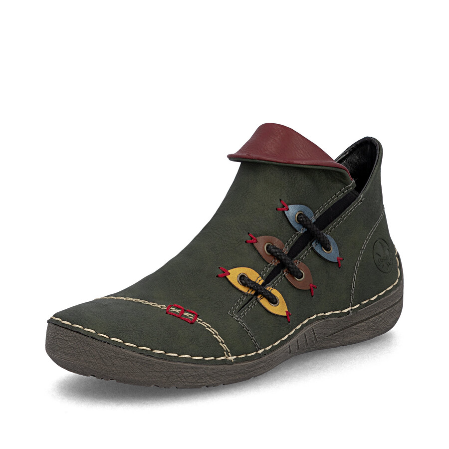bottes vertes à fermeture éclair pour femmes rieker 72581-54