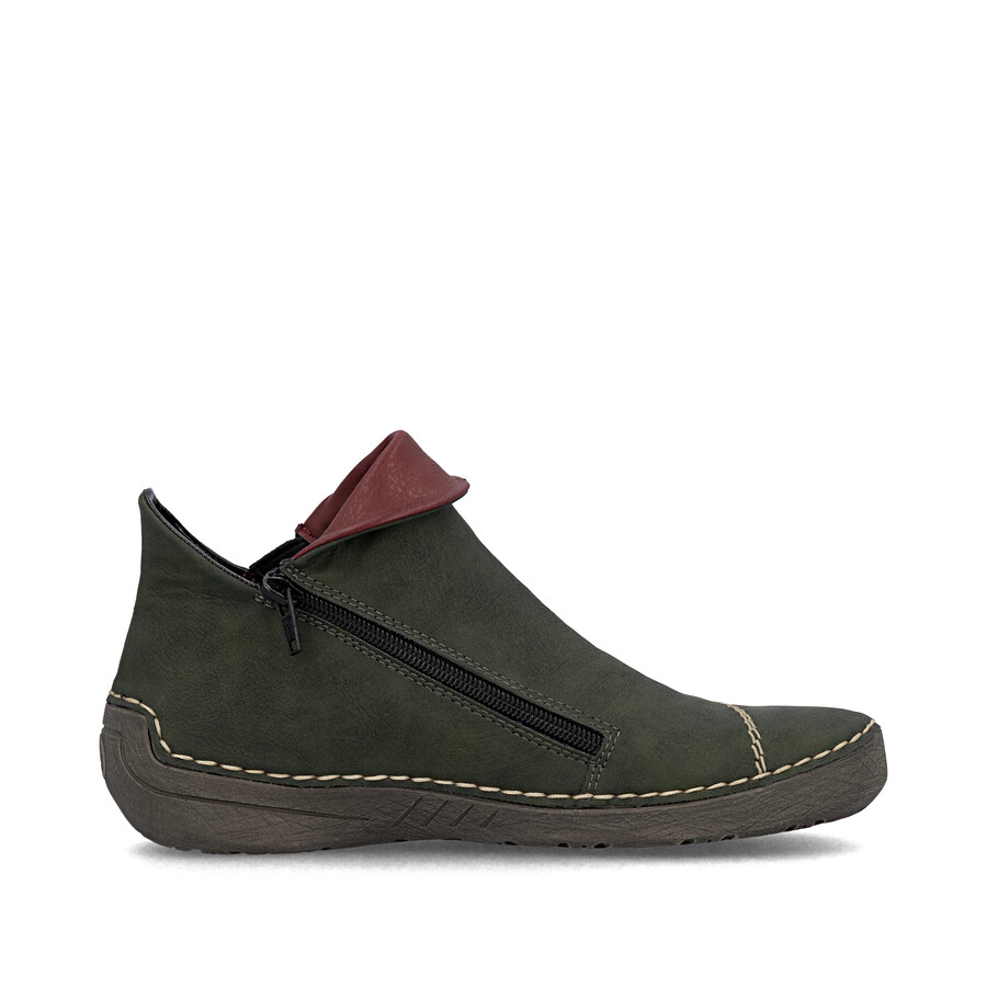 bottes vertes à fermeture éclair pour femmes rieker 72581-54