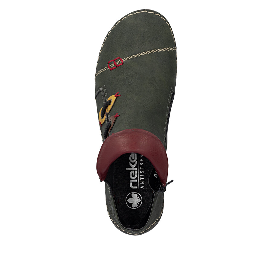 bottes vertes à fermeture éclair pour femmes rieker 72581-54