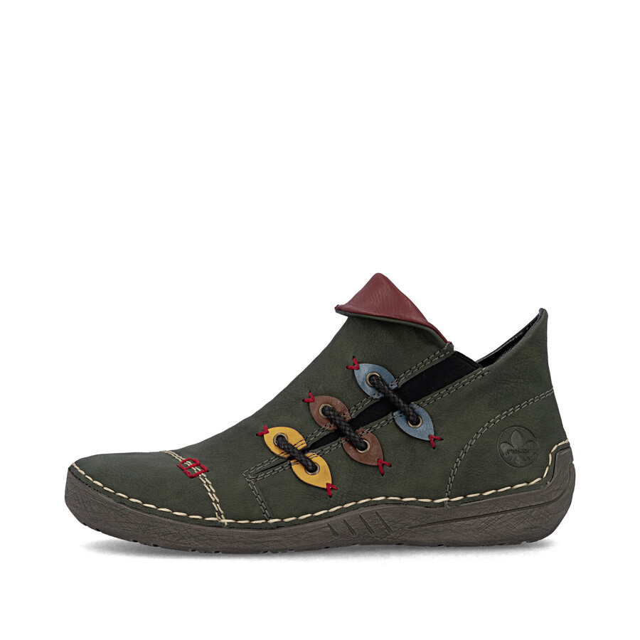 bottes vertes à fermeture éclair pour femmes rieker 72581-54