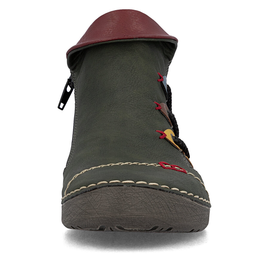 bottes vertes à fermeture éclair pour femmes rieker 72581-54