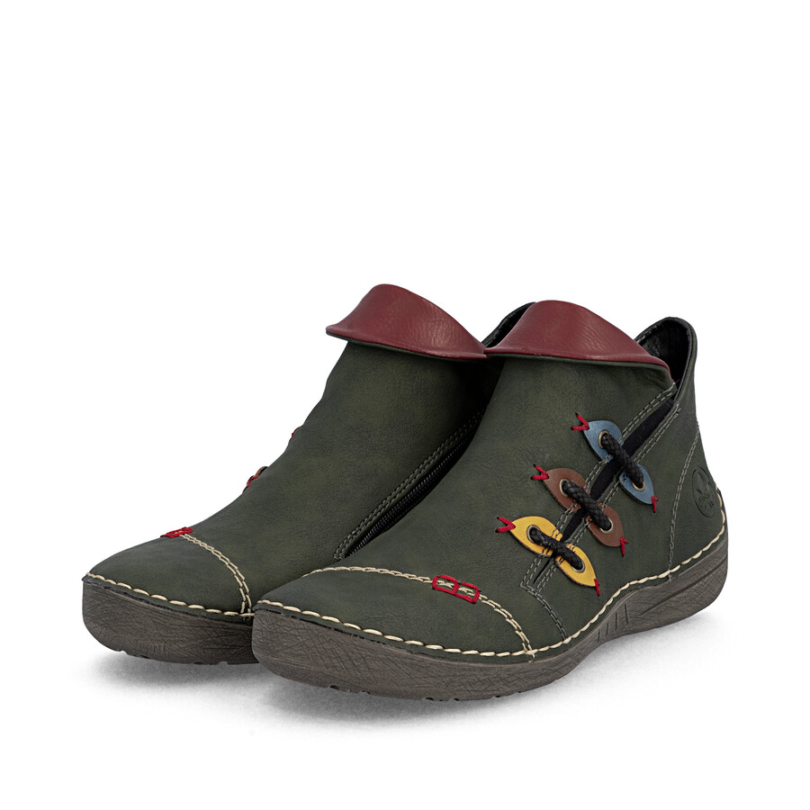 bottes vertes à fermeture éclair pour femmes rieker 72581-54
