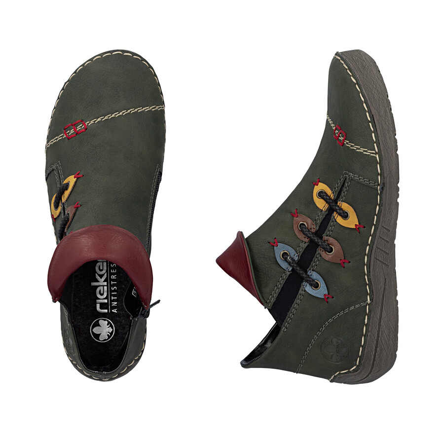bottes vertes à fermeture éclair pour femmes rieker 72581-54