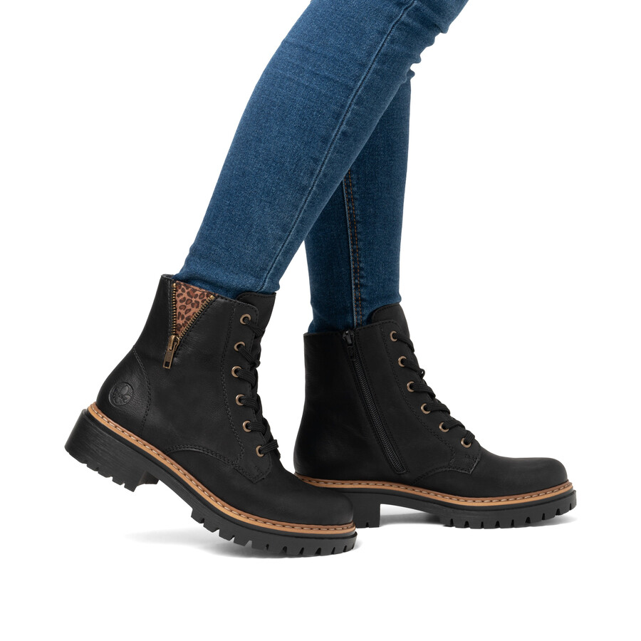 bottes noires à fermeture éclair pour femmes rieker 72617-00