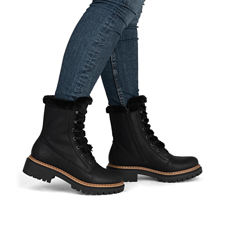 bottes noires à fermeture éclair pour femmes rieker 72625-00