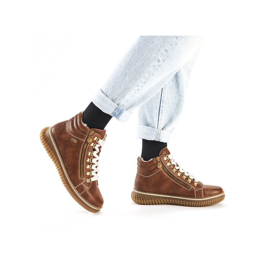 bottes marron à fermeture éclair pour femmes rieker 74233-24