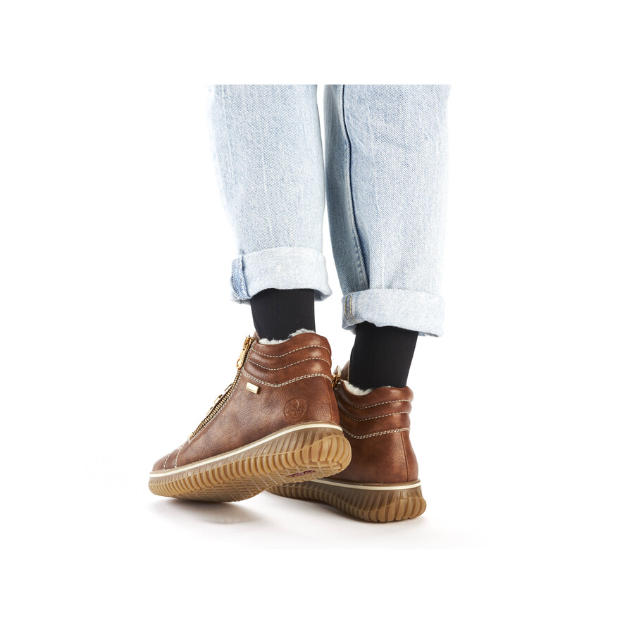 bottes marron à fermeture éclair pour femmes rieker 74233-24