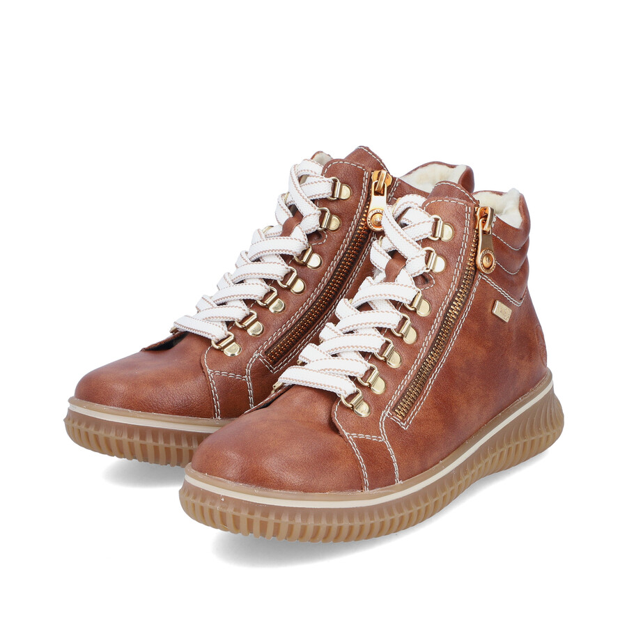 bottes marron à fermeture éclair pour femmes rieker 74233-24