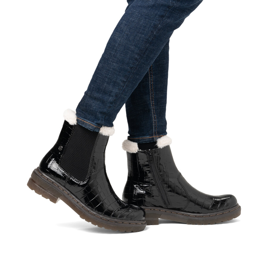 bottes noires à fermeture éclair pour femmes rieker 78250-00