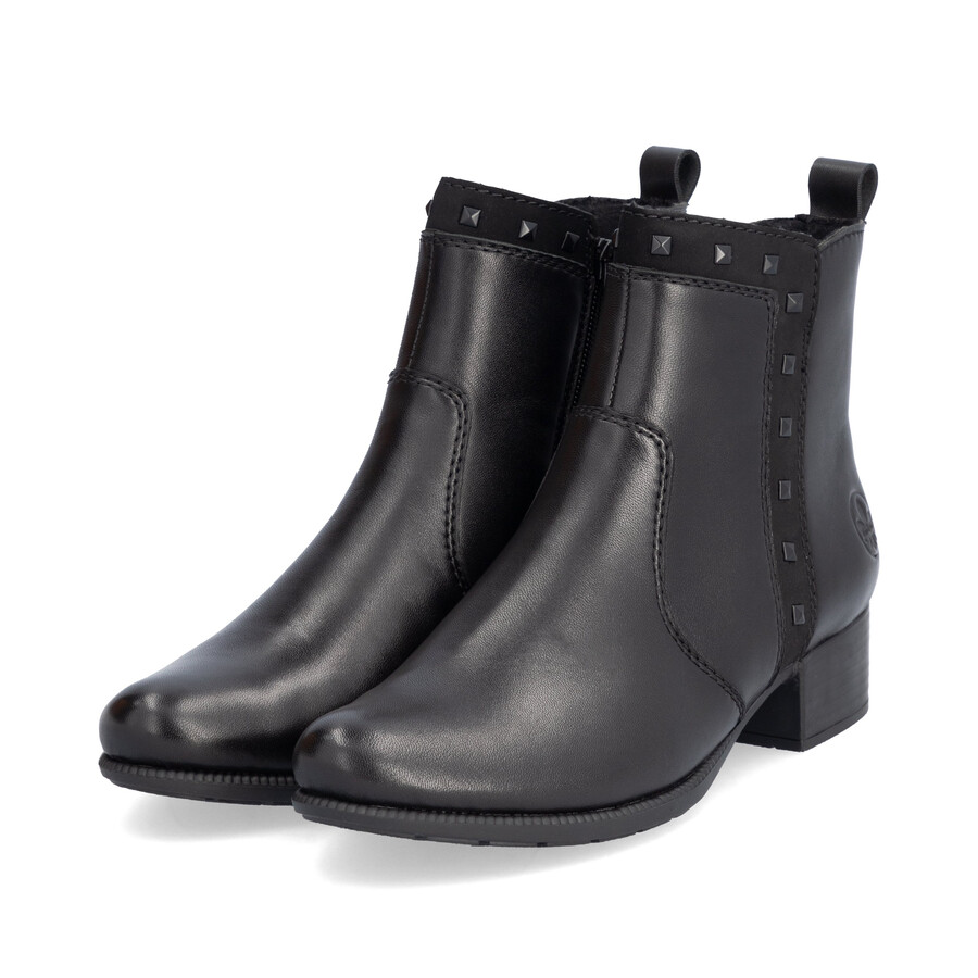 bottes noires à fermeture éclair pour femmes rieker 78657-00