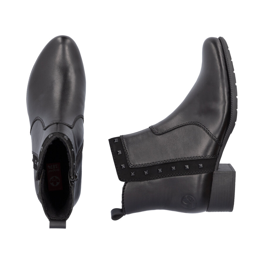 bottes noires à fermeture éclair pour femmes rieker 78657-00