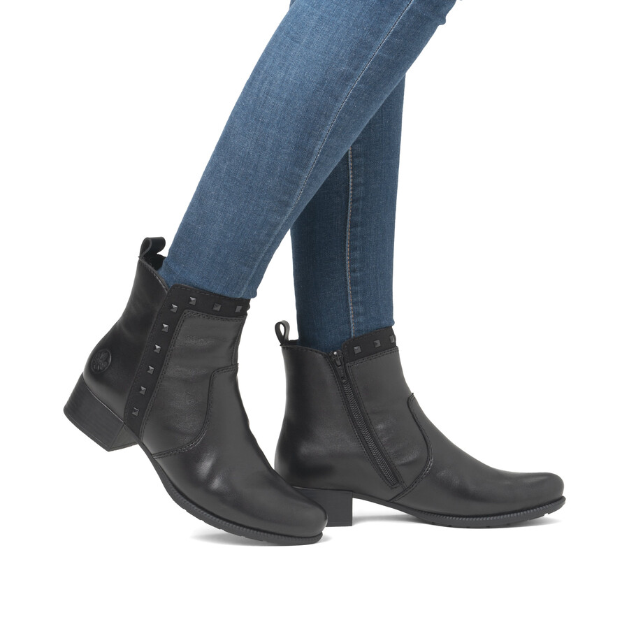 bottes noires à fermeture éclair pour femmes rieker 78657-00
