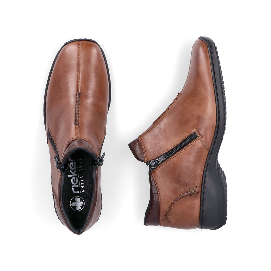 bottes marron à fermeture éclair pour femmes rieker l3882-24
