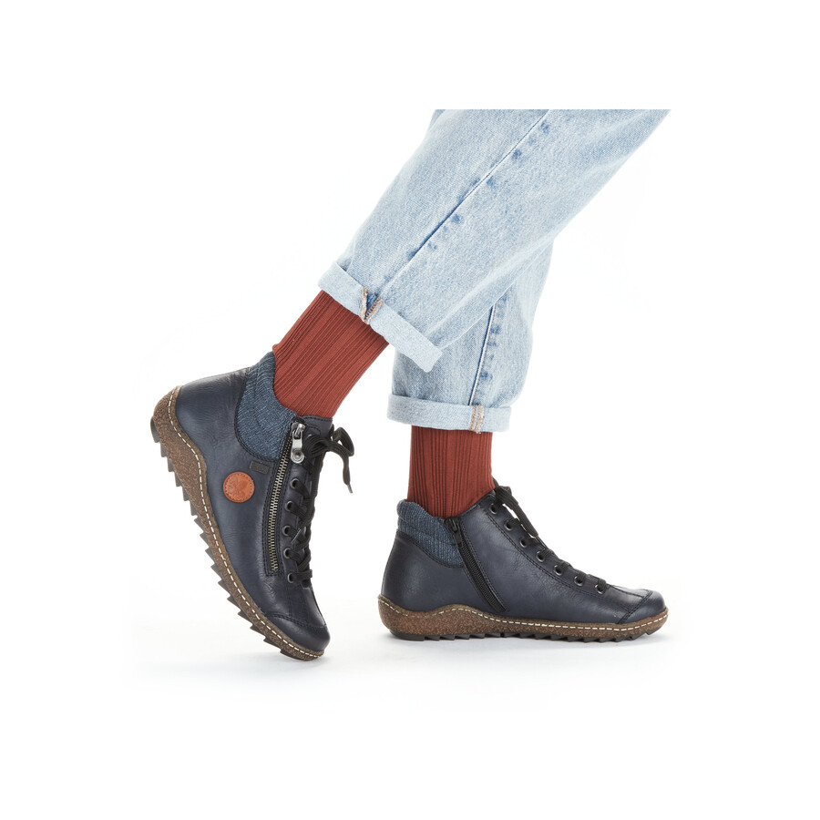 bottes bleues à fermeture éclair pour femmes rieker l7514-14