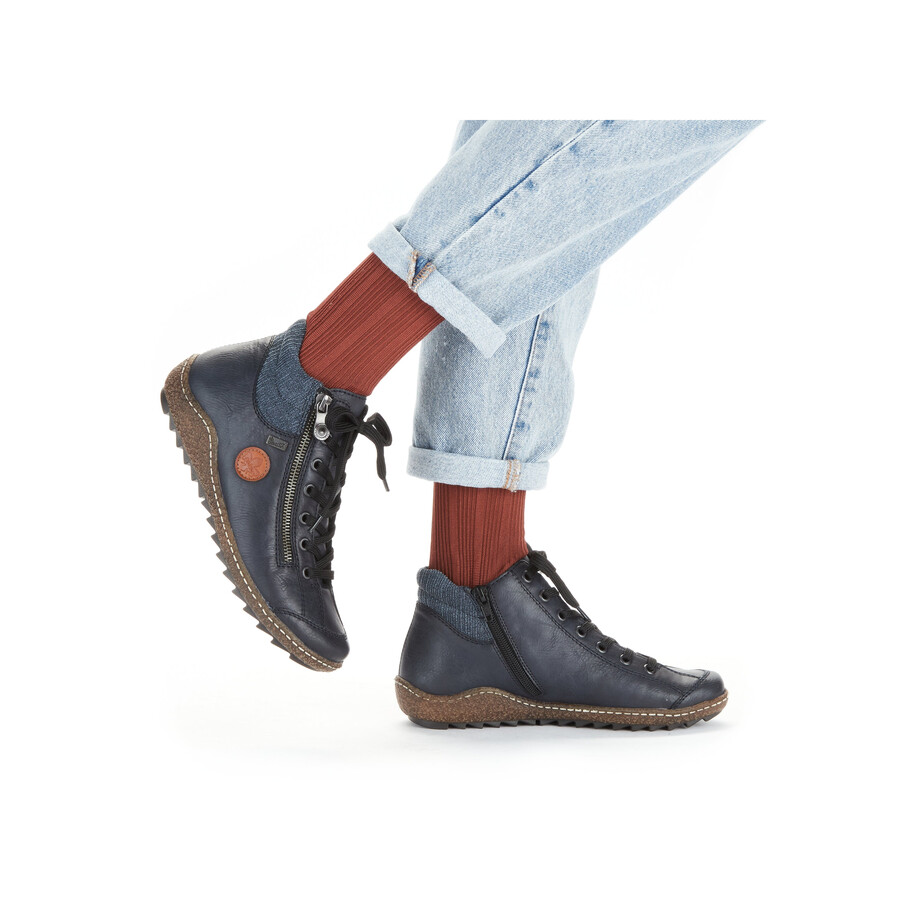 bottes bleues à fermeture éclair pour femmes rieker l7514-14
