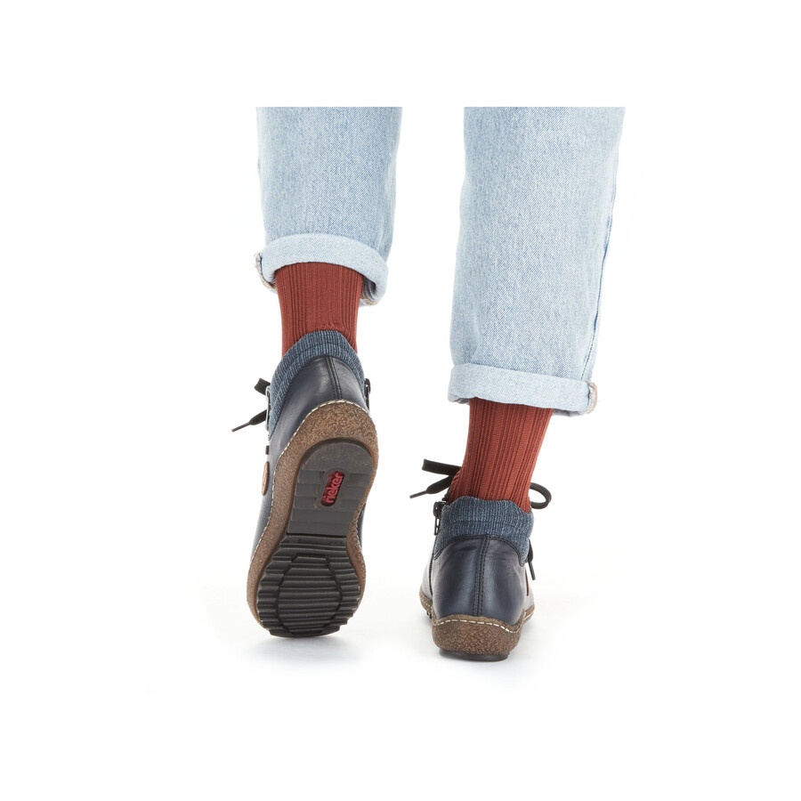 bottes bleues à fermeture éclair pour femmes rieker l7514-14