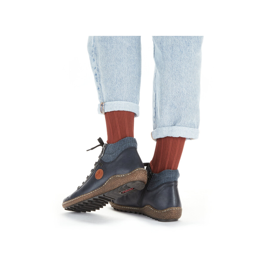 bottes bleues à fermeture éclair pour femmes rieker l7514-14