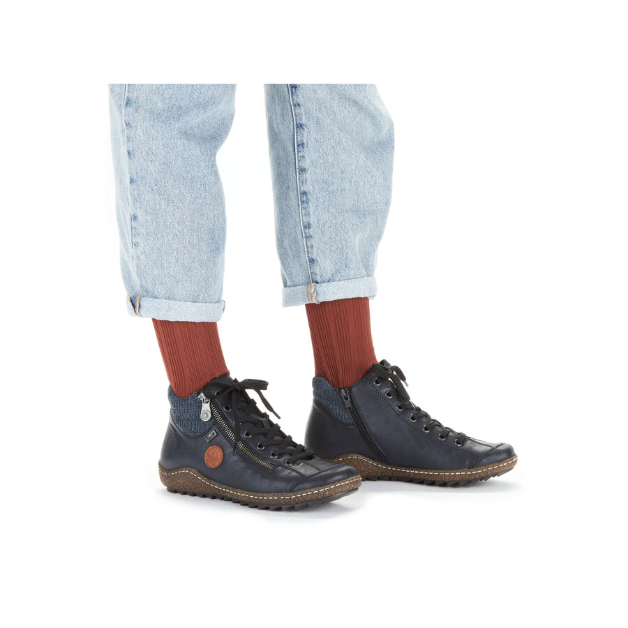 bottes bleues à fermeture éclair pour femmes rieker l7514-14