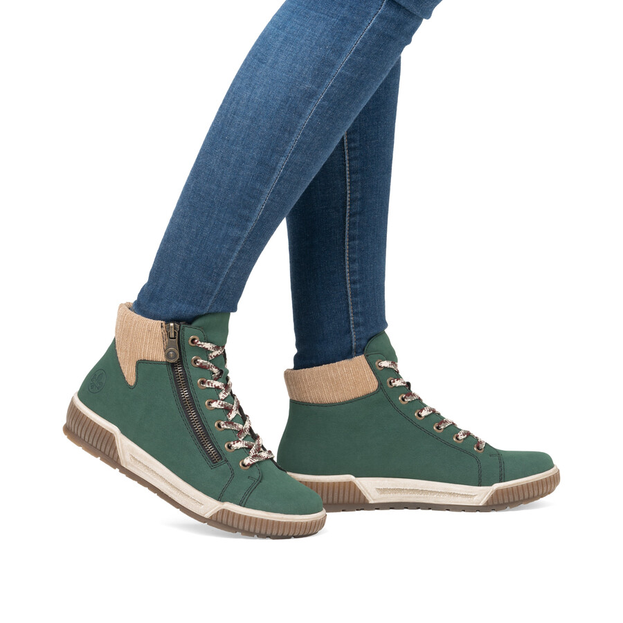 bottes vertes à fermeture éclair pour femmes rieker n0709-54