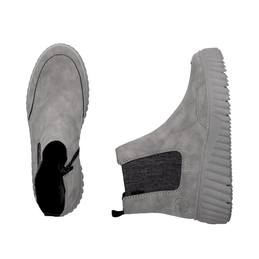 bottes grises à fermeture éclair pour femmes rieker n2553-40