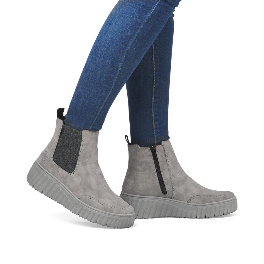 bottes grises à fermeture éclair pour femmes rieker n2553-40
