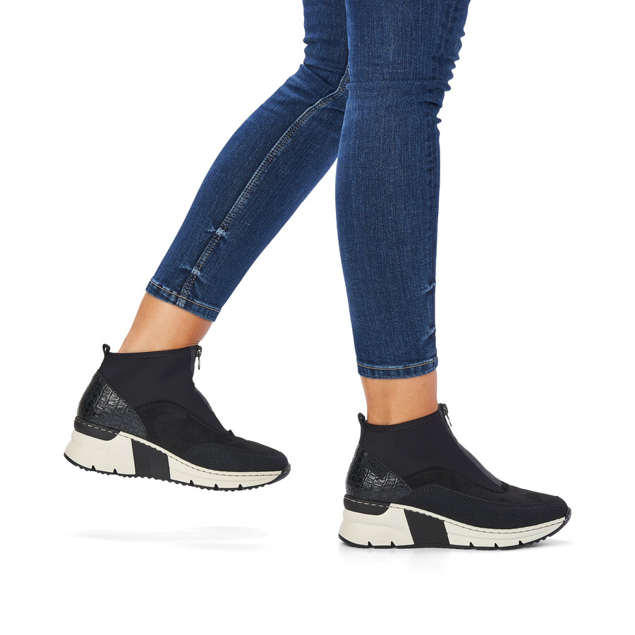 bottes noires à fermeture éclair pour femmes rieker n6352-00