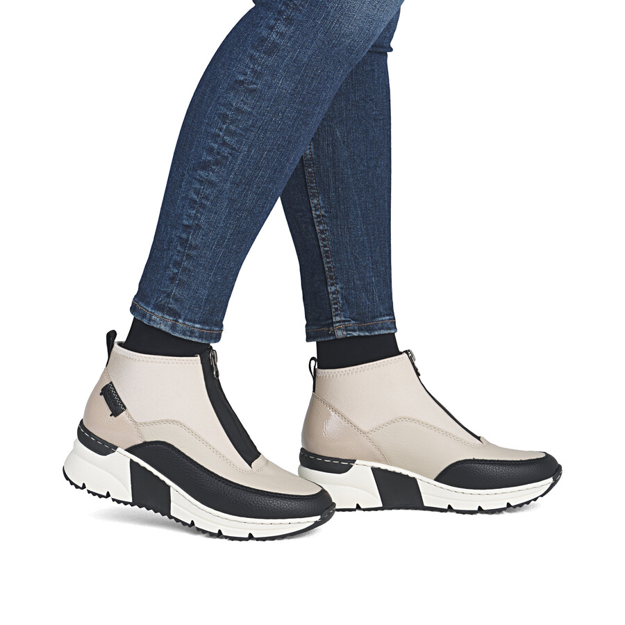 bottes beiges à fermeture éclair pour femmes rieker n6352-60