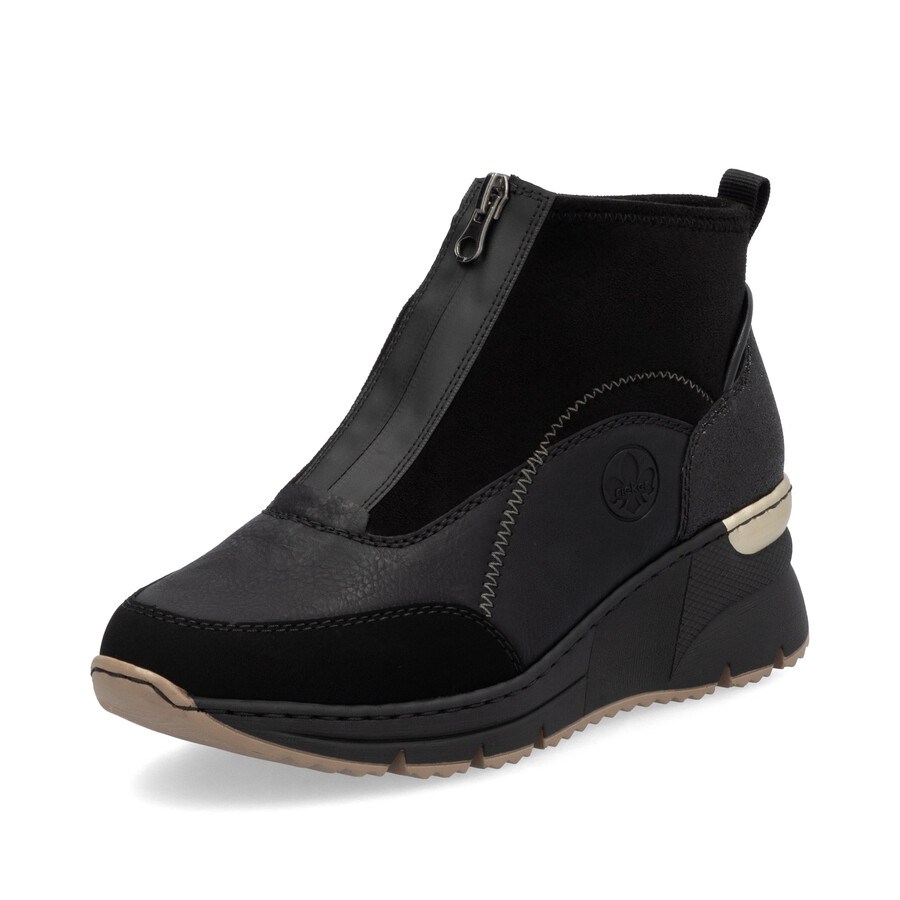 bottes noires à fermeture éclair pour femmes rieker n6361-00