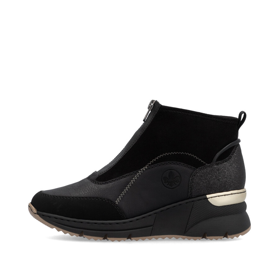 bottes noires à fermeture éclair pour femmes rieker n6361-00