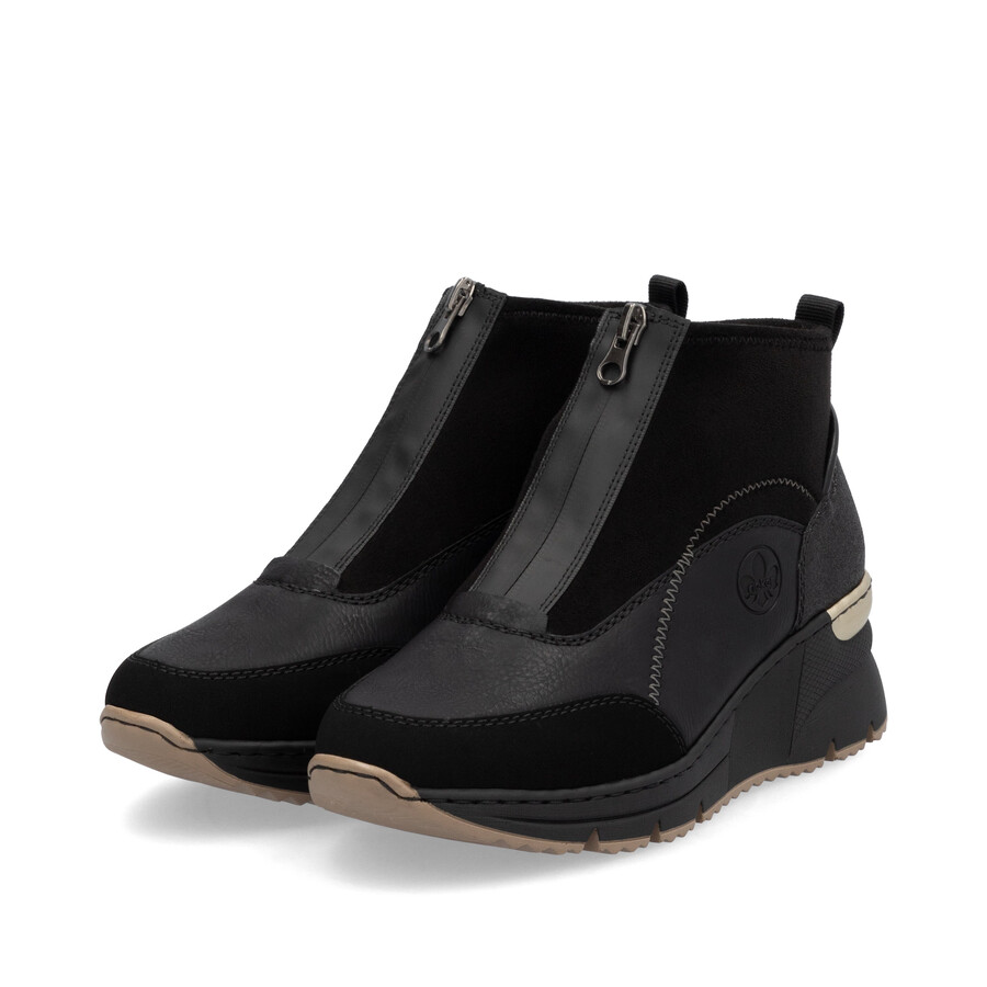 bottes noires à fermeture éclair pour femmes rieker n6361-00