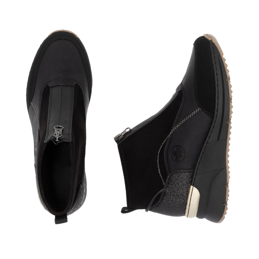 bottes noires à fermeture éclair pour femmes rieker n6361-00