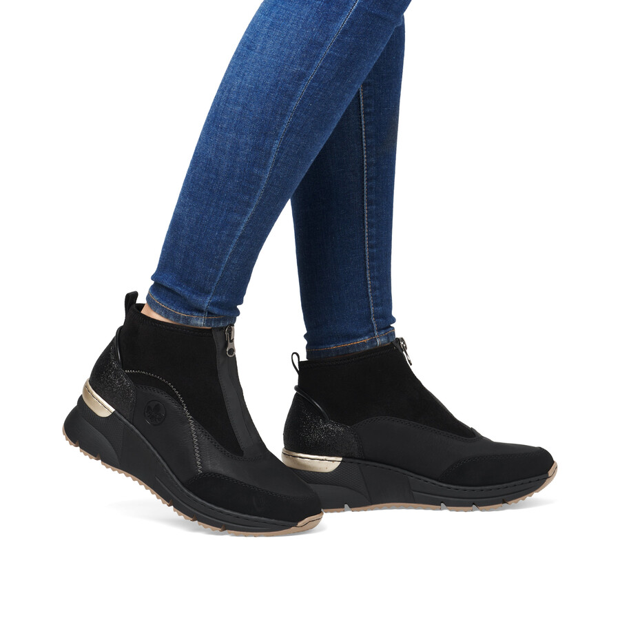 bottes noires à fermeture éclair pour femmes rieker n6361-00