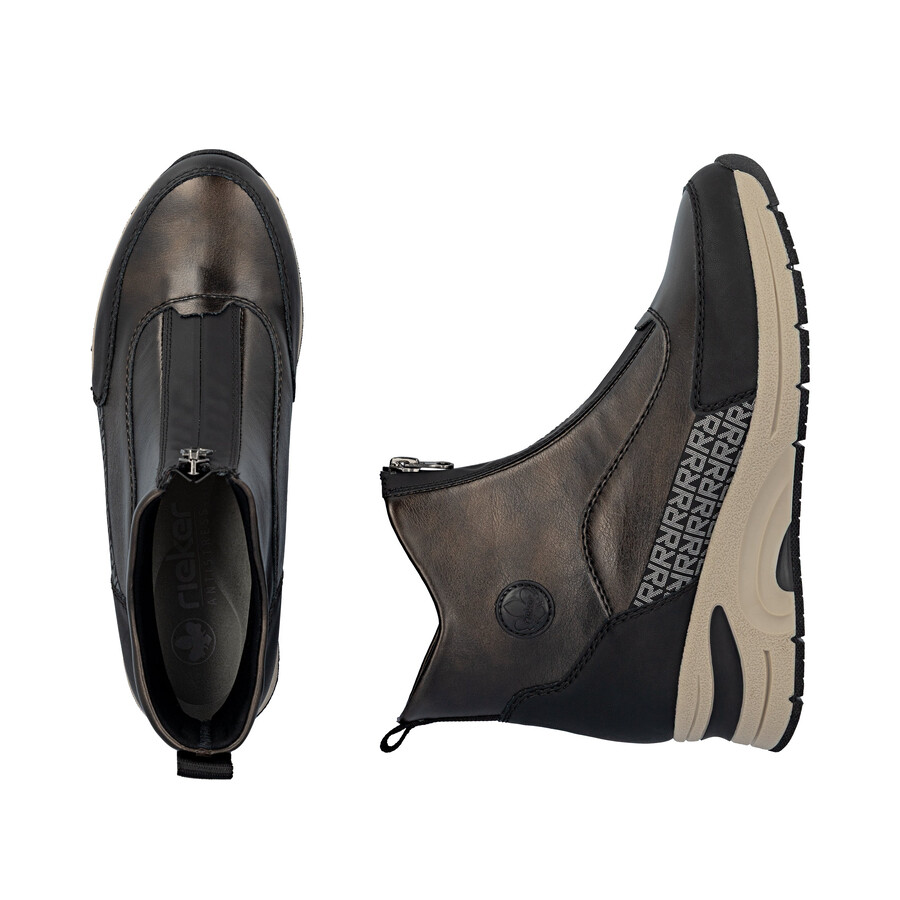 bottes marron à fermeture éclair pour femmes rieker n9381-60