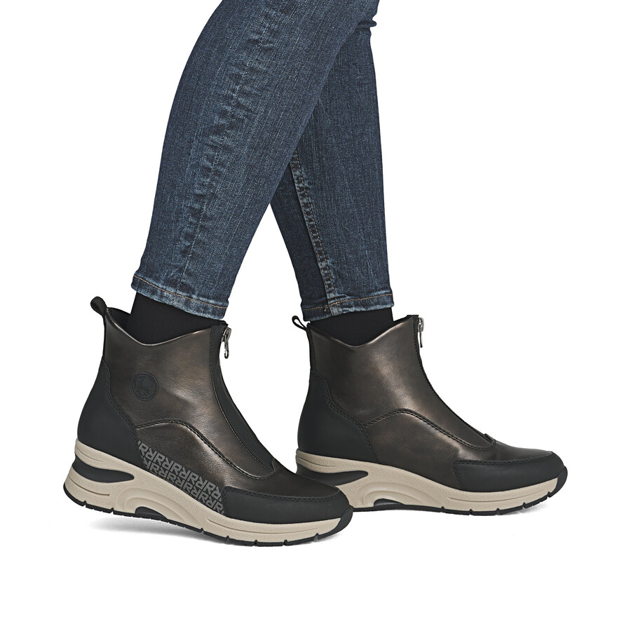 bottes marron à fermeture éclair pour femmes rieker n9381-60