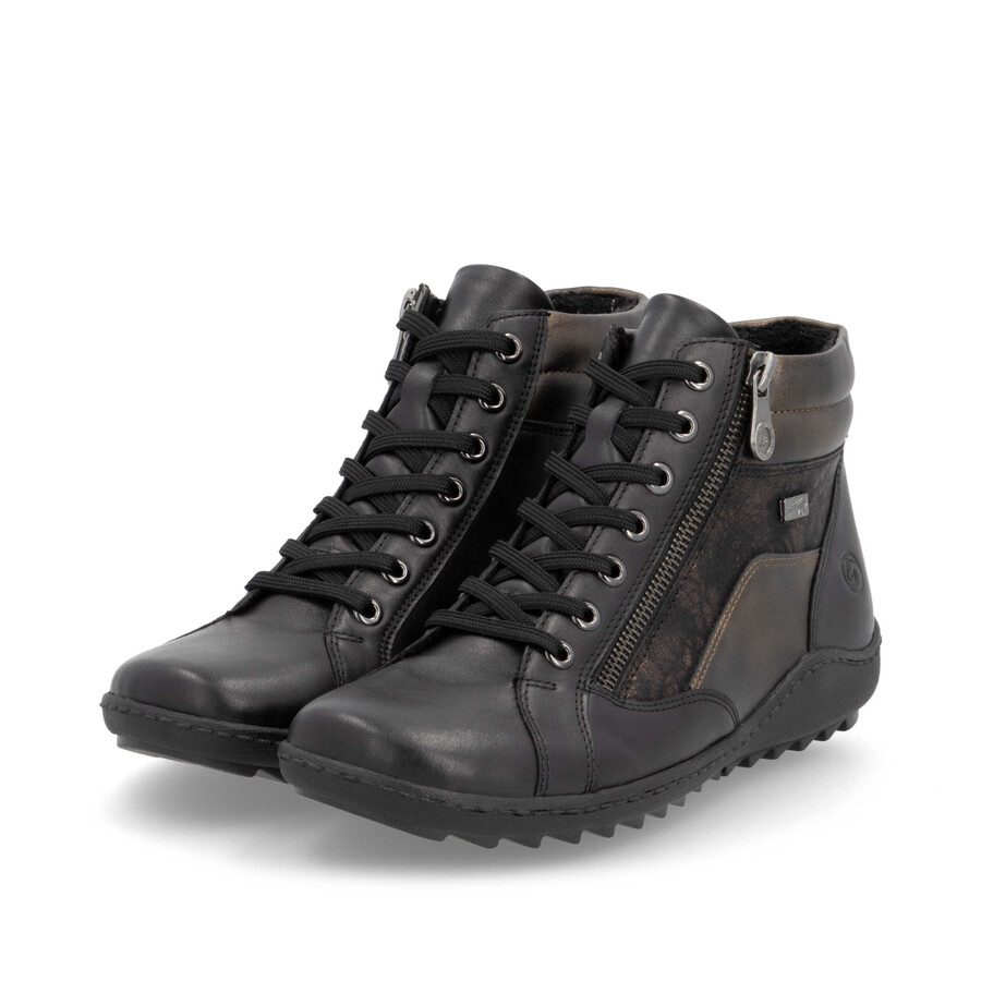 bottes noires à fermeture éclair pour femmes remonte r1458-03