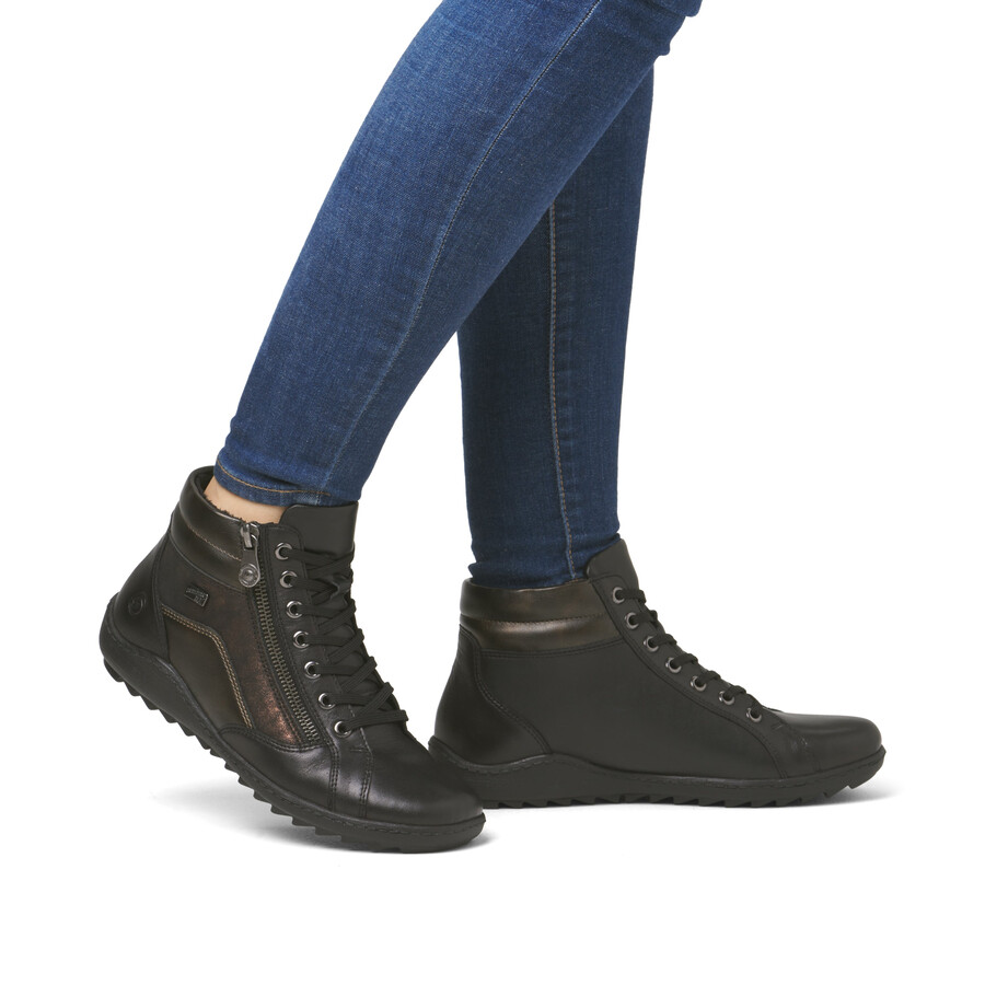 bottes noires à fermeture éclair pour femmes remonte r1458-03
