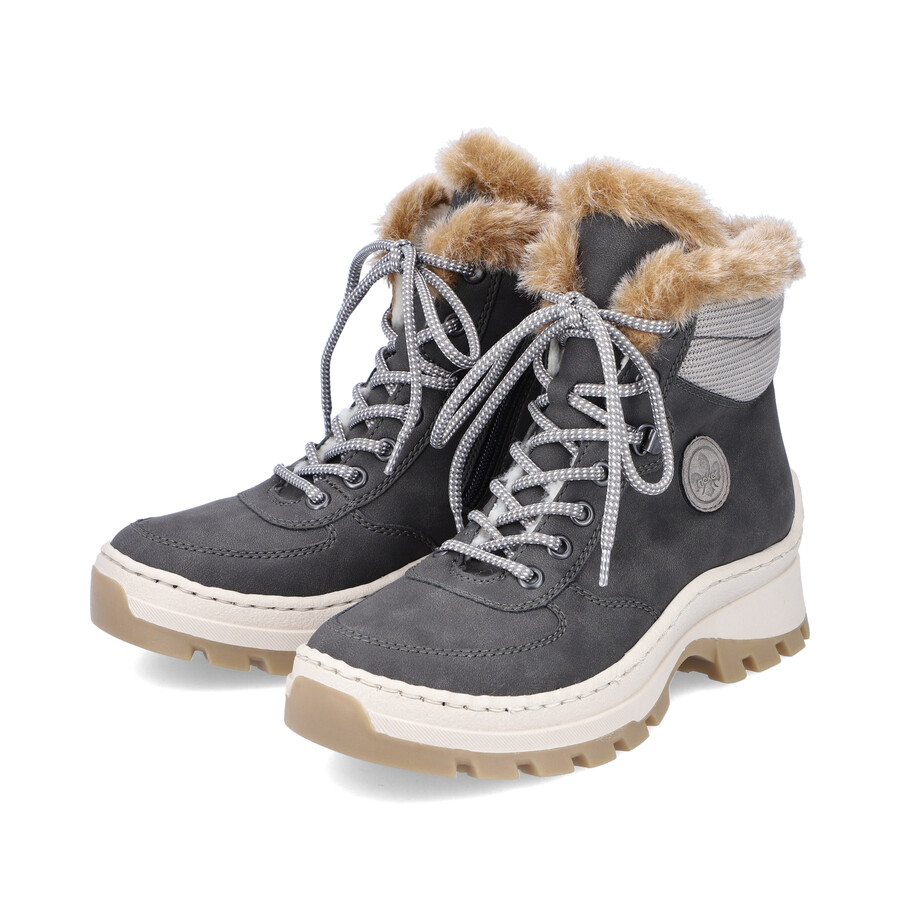 bottes grises à fermeture éclair pour femmes rieker x9335-45