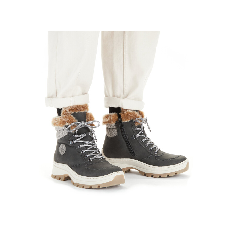 bottes grises à fermeture éclair pour femmes rieker x9335-45