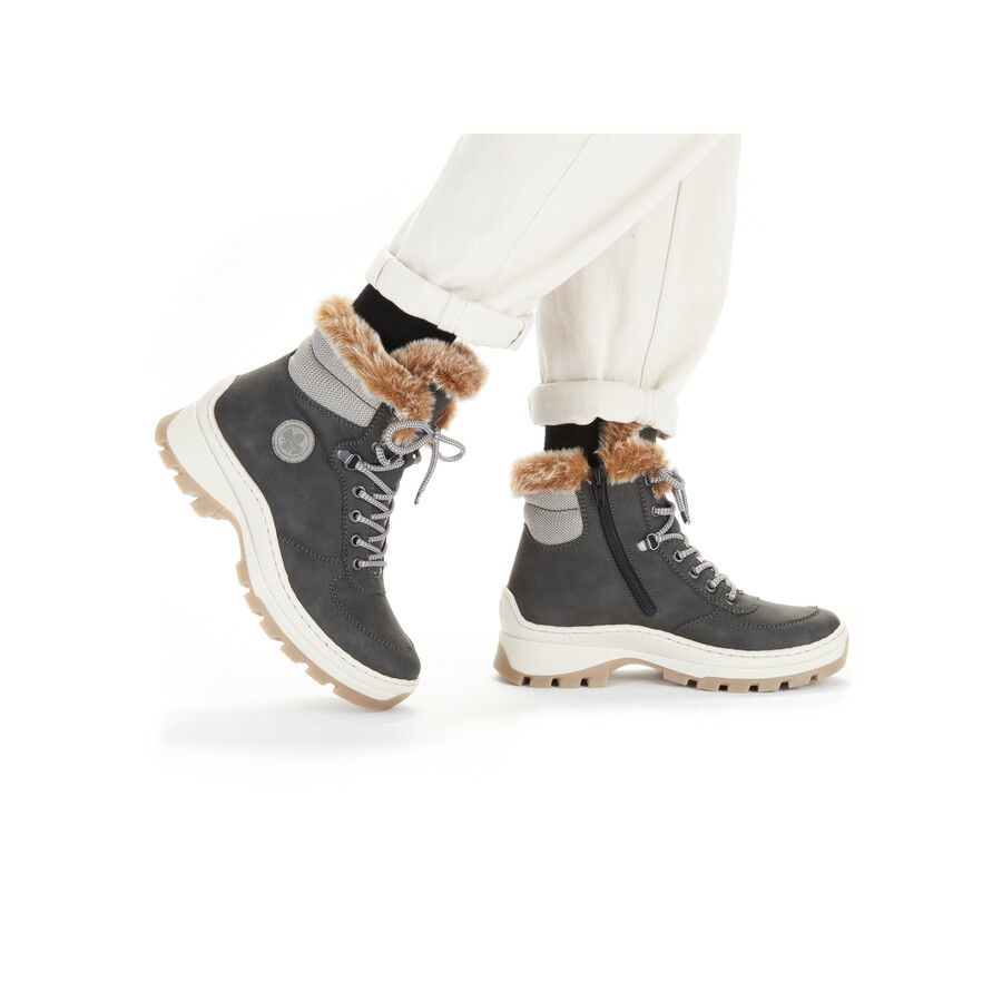 bottes grises à fermeture éclair pour femmes rieker x9335-45