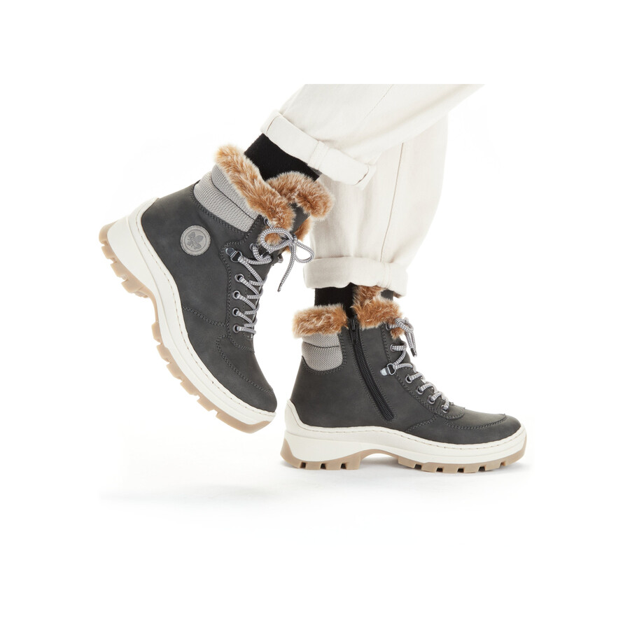 bottes grises à fermeture éclair pour femmes rieker x9335-45