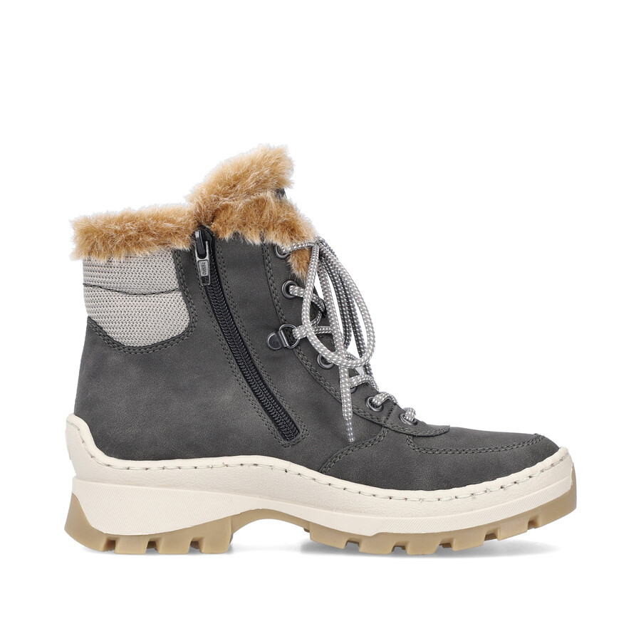 bottes grises à fermeture éclair pour femmes rieker x9335-45