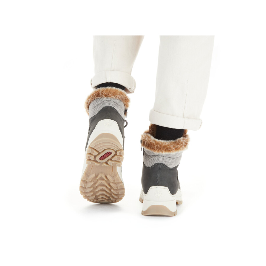 bottes grises à fermeture éclair pour femmes rieker x9335-45