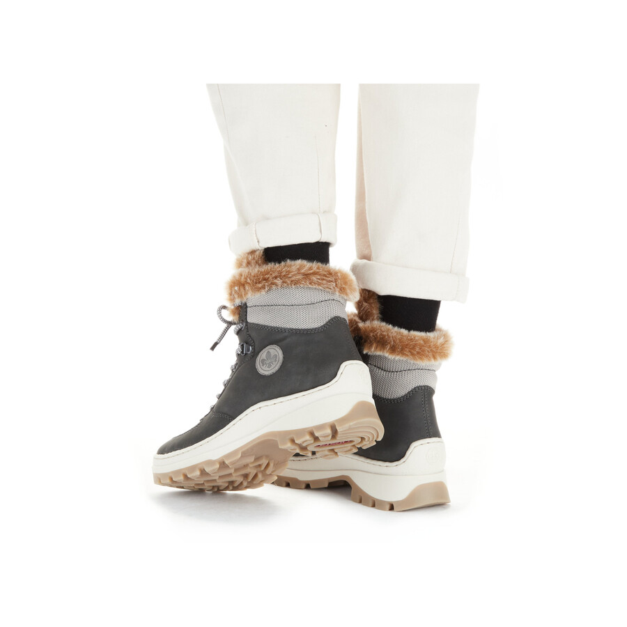 bottes grises à fermeture éclair pour femmes rieker x9335-45