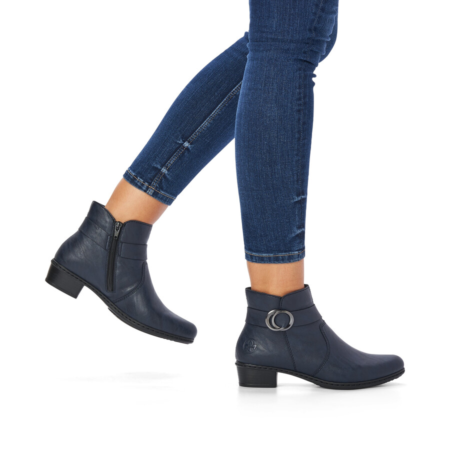 bottes bleues à fermeture éclair pour femmes rieker y0775-14