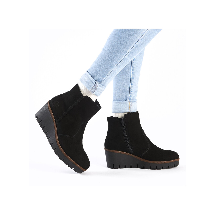 bottes noires à fermeture éclair pour femmes rieker y5065-00