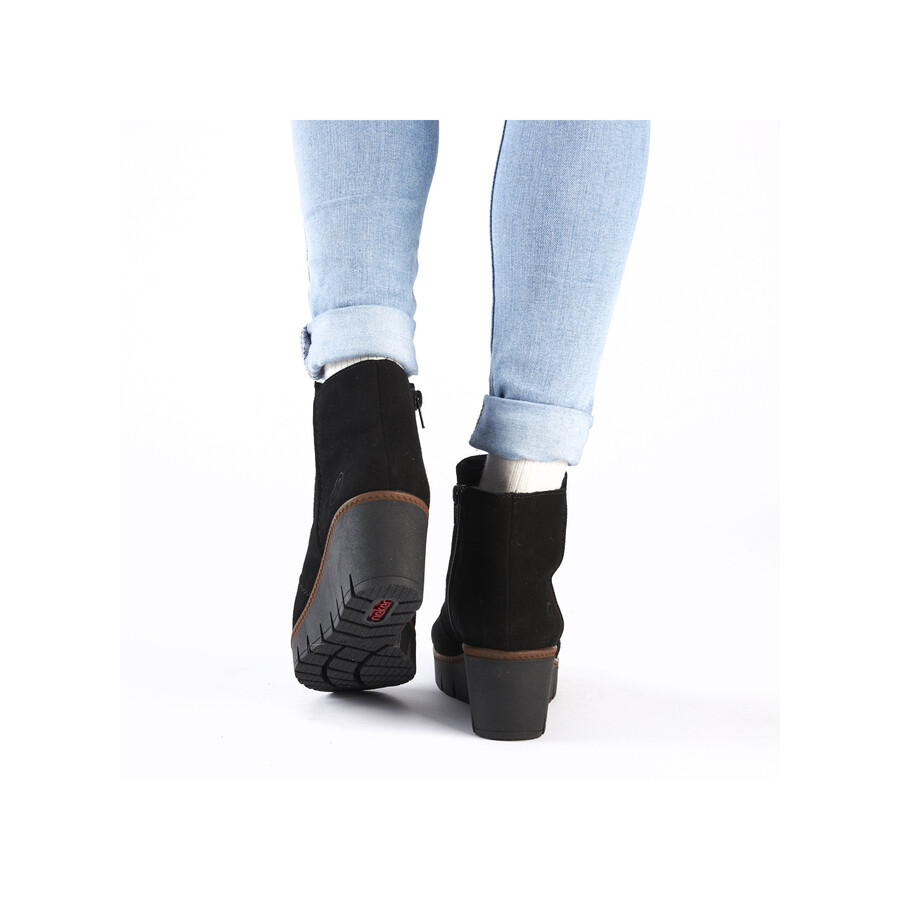 bottes noires à fermeture éclair pour femmes rieker y5065-00