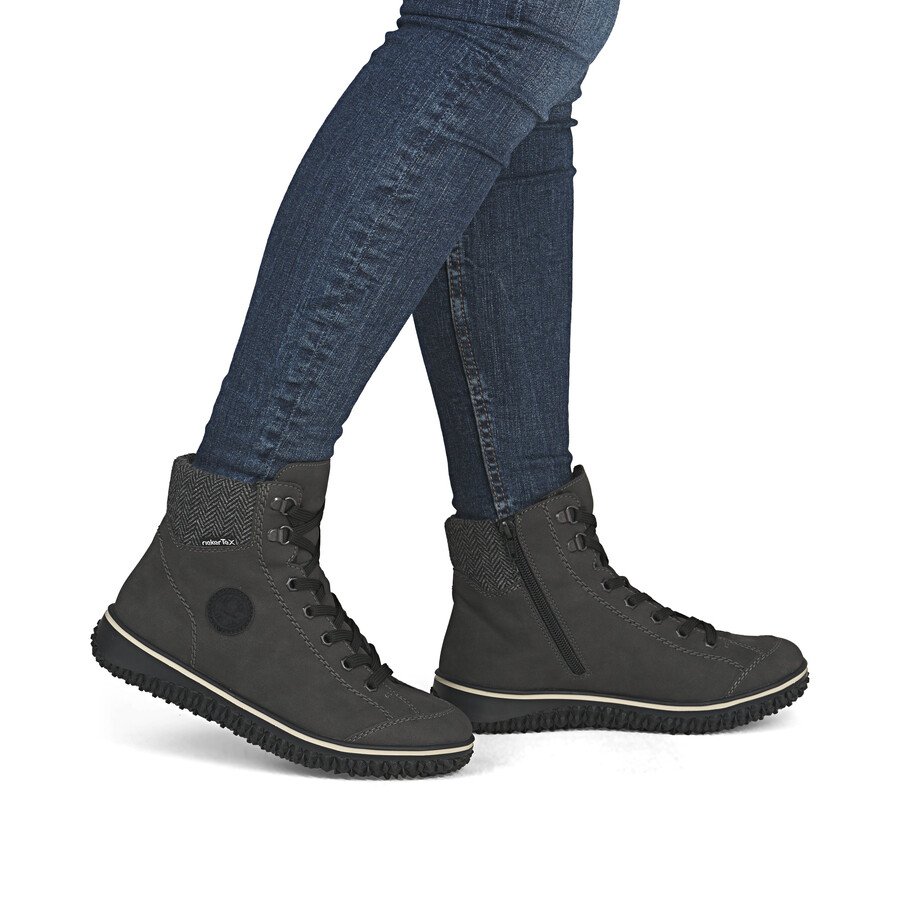bottes grises à fermeture éclair pour femmes rieker z4251-45